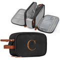 YOOLIFE Toiletry Bag for Men - Travel Toiletry Shaving Bag for Toiletries Accessories, Large Capacity Water-resistant Mens Dopp Kit, Personalized Gifts for Men Birthday Letter C Black