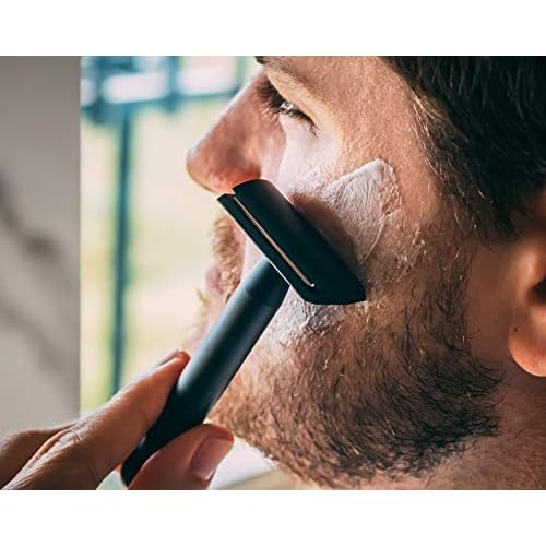 Aluminum Double Edge Safety Razor - Deep Black | Premium Razors for Men | Three Piece Double Edge Razor | Modern Design, Classic Shave