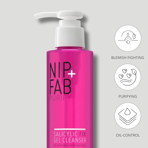 Nip + Fab Salicylic Fix Gel Face Cleanser with Niacinamide and Allantoin, Hydrating BHA Facial Cleansing Face Wash, Salicylic Cleaner, Antioxidants 4.9 Fl Oz