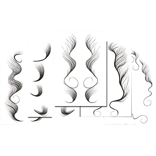 5 Sheets Temporary Tattoo Stickers for Hair Edge Smooth Waterproof Black Hairline Curly Bangs Tattoo Sticker