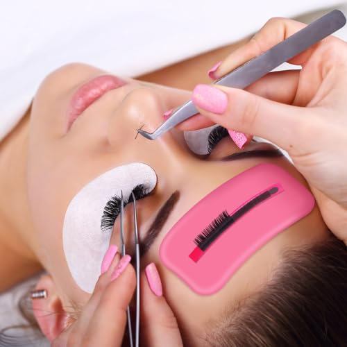 4Pcs Silicone Lash Pad Silicone Eyelash Extension Pad Loose False Lashes Holder Pad Lash Grafting Gasket Pallet Reusable Silicone Pad Eyelash for Women Lash Extension Supplies Tools (Pink)