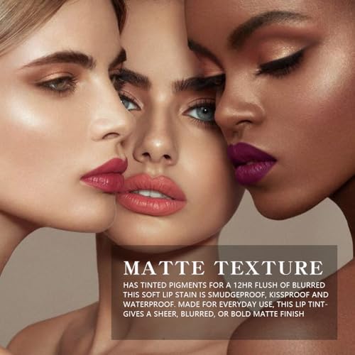 6-Color Velvet Matte Lipstick Balm-in-Pencil for Lips Makeup, Ultra Hydrating, Long-Lasting High lmpact Color Soft Finish, Waterproof Moisturized Lips