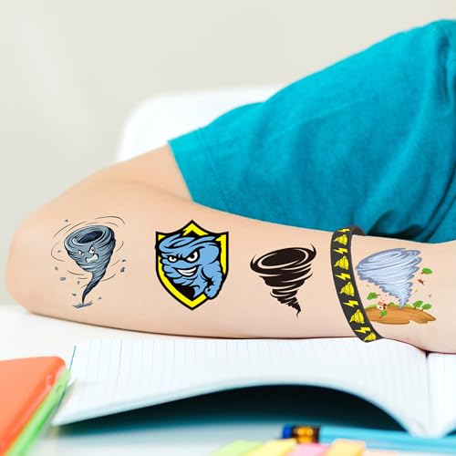 216 Pieces Cute Tornado Temporary Tattoos Stickers Weather Party Themed Birthday Party Favors Decorations Tattoo