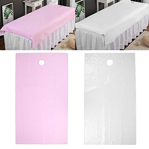 Spa Massage Bed Sheet, Oil Polyester Salon Table Cover with Face Hole Reusable Machine Washable Thick Soft 2 Pack Breathable Absorbing Bed Liner for Beauty Clinic Massage