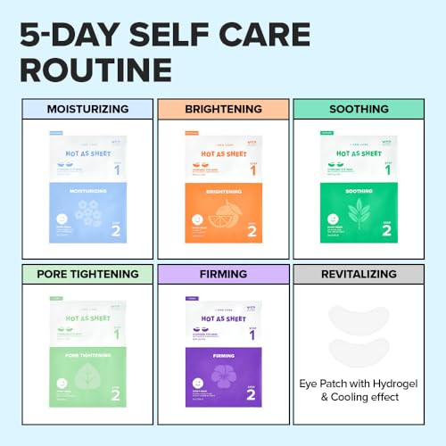 I DEW CARE Collagen Sheet Mask Variety Pack with Eye Patches - 5Days Face Masks Skincare Korean | Hydrating Collagen Face Mask, Moisturizing Skin Care, Facial Skincare Pack, Christmas Gifts, 5EA