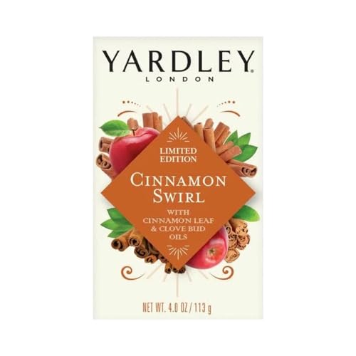 Yardley London Cinnamon Swirl Soap Bar 12 Pack, 4oz Each ? Limited Edition Infused with Cinnamon Leaf & Clove Bud Essential Oils, Moisturizing Bath Bar