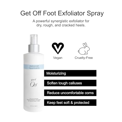 Deborah Lippmann Pro Size Foot Exfoliator Spray | Callus Softener for Dry Cracked Feet & Heels, Moisturizing Protective Barrier for Smooth Skin | 8 Fl. Oz.