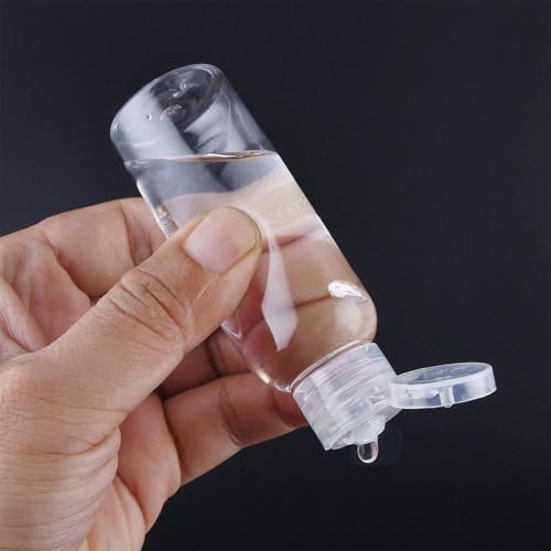 60 Pack 2oz Clear Plastic Empty Bottles with Flip Cap, Small Travel Bottle, Portable Refillable travel Size Containers for Shampoo, Lotion, Liquid Body Soap, Cream, Toner