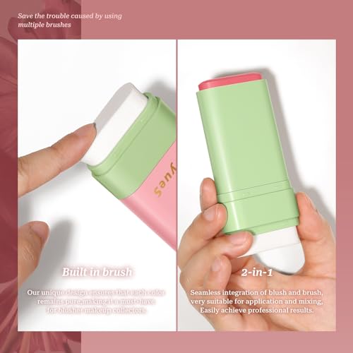Blush Stick for Cheeks and Lips with Built-In Blending Sponge, On-the-Go Glow Blush, Hydrating Solid Cheek Tint, Multi-use Blush Makeup Stick, Tinted Moisture Sticks (Color:03#Shy Pink)