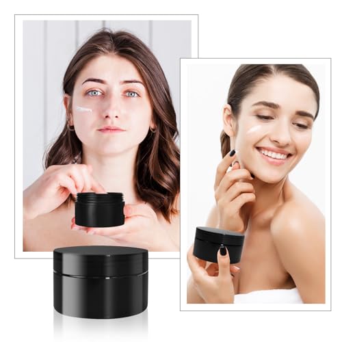25 Pcs Plastic Jars with Lid 8 oz Plastic Cosmetic Containers Round Lotion Sample Containers Refillable Travel Jars Leak Proof Empty Cosmetic Jars for Storage Cream Powder Ointment Supplies(Black)
