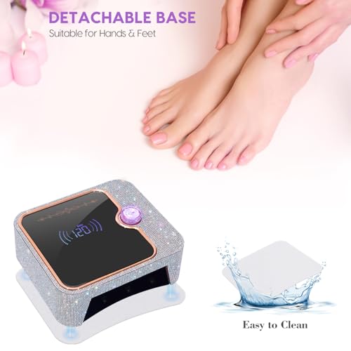UV Light for Nails, Rechargeable UV Nail Lamp, Fast Nails Dryer Curing Lamp, Gel Nail Polish UV Light, 0-120S Arbitrary Timing, for Salon & Home