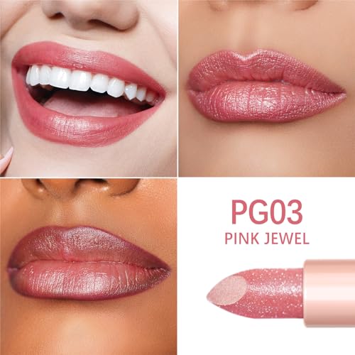 Oulac Moisturizing Pink Lipstick for Women - Tinted Lip Balm with Shimmmer, Lightweight Lip Makeup, Nourishing & Hydrating Formula, Vegan & Gluten Free, PG03 Pink Jewel
