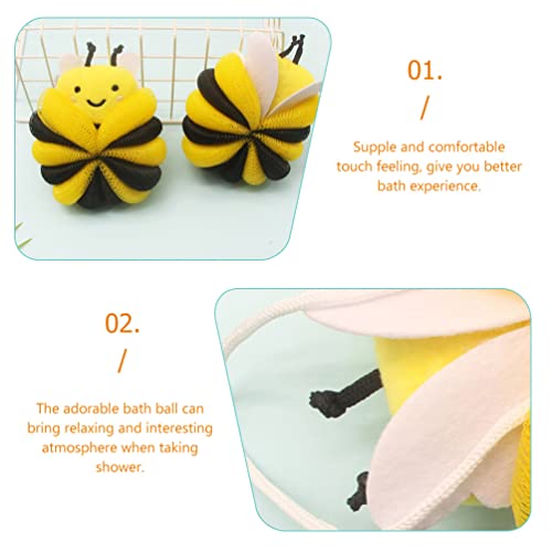 Beaupretty Cartoon Shower Loofah Kids Bath Scrubber Body Sponge 4.33X4.33X2.36In Lightweight Bathing Ball with Lanyard for Easy Hanging and Quick Drying