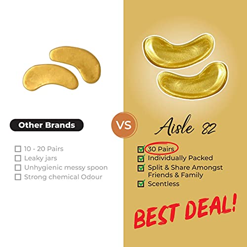 30 Pairs 24K Gold Under Eye Patches for Women ? Collagen Gold Masks for Dark Circles and Puffiness - Under Eye Bags Treatment
