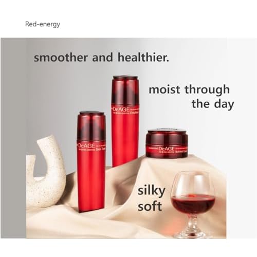 CHARMZONE DeAge Red Addition Korean Skincare Set of 3 ? Anti-Aging Red Wine Face Care with Toning Water, Emulsion & Cream ? Hydrating, Nourishing, Gift-Ready (10.98 fl. oz)