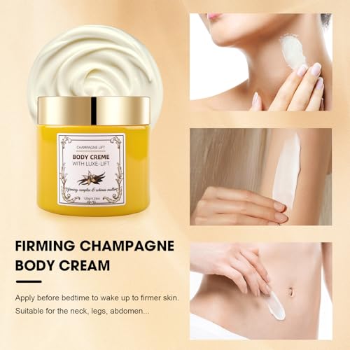 Champagne Body Cream, Champagne Lift Body Creme with Firming Complex & Pink Pepperslim, Deep Hydration & Smoothing Body Cream, Firms & Lifts Arms & Legs, Hydrates Dry Skin, Vanilla Scent