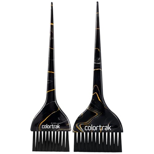 Colortrak Lux 2 Piece Hair Brush Set for Highlighting and Coloring Hair Sections, Includes 1 2.5 Inch Wide Celestial Glow Soft Bristles and 3 Inch Wide Meteor Shower Stiff Bristle Brush