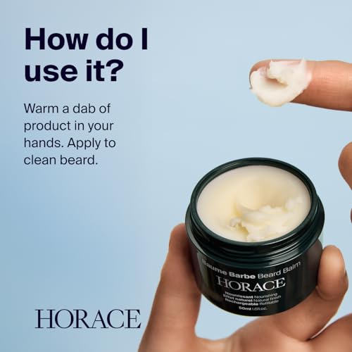 HORACE Beard Balm - Light Hold Beard Nourish for Natural Finish and Easy Rinse - Refillable Balm Jar - Contains Natural Ingredients - No Silicone or Mineral Oils - Vegan, 50?ml