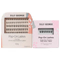 Silly George PopOn Lash 84 Cluster Pre-Glued Featherlight Bionic Silk 5 to 10 Day Wear Press-On Lash Bundle with 60 Pack MultiLength Plus 24 Pack Single Size Black Rosy 10mm
