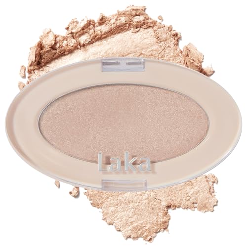 Laka Dream Beam Highlighter, 2.8g/0.09oz, Hydrating Powderwith Hyaluronic Acid & Chamomile for Radiant, Long-Lasting Glow, Glass Skin, K-Beauty (#01 Natural Beam)