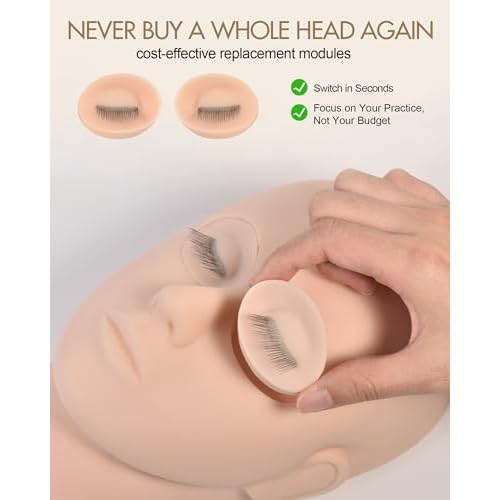 Realistic Eye Socket Replacements for Lash Mannequin Head, Soft Silicone Removable Eyelash Extension Training Eyes for Mannequin Heads, Professional Eyelash Extension Tools