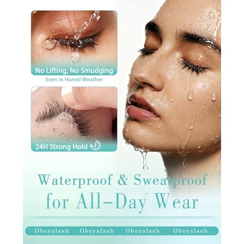 Obeyalash Self Adhesive Eyelashes Natural Look,Waterproof Stick on False Eyelashes,Easy Strip Lashes for Beginners,Reusable Glueless Lashes for Daily Work & Travel (L08 Doll Eye 10mm)