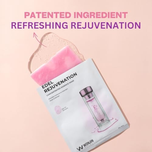 Wonjin Effect EDEL REJUVENATION MASK 1.05 fl Oz*10 pieces, Hydrating, Moisturizing, Skin Elasticity, Wrinkle Care, Hyaluronic Acid, Collagen, Centella Asiatica