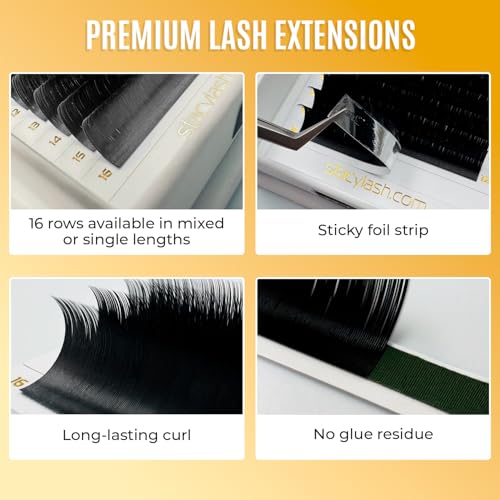 Easy Fan Lash Extensions by STACY LASH | B Curl Eye Lashes | Easy Fanning Lashes 3D 4D 5D 6D 7D 10D | Volume Set | 16-Rows Lash Tray | Eyelash Extension Supplies for Lash Tech |B-0.07-MIX 10-13