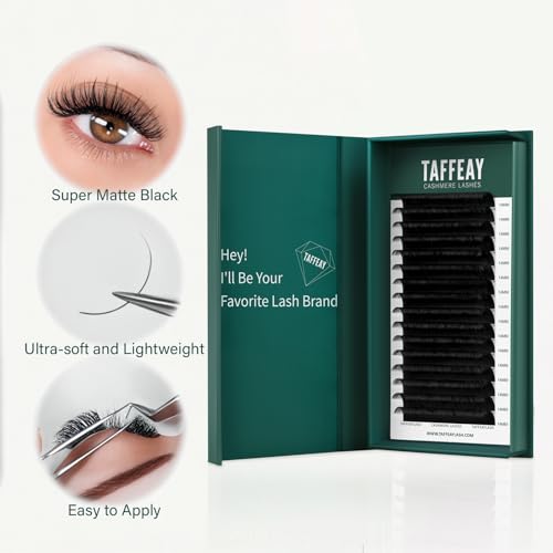 Cashmere Classic & Volume Lash Extensions C/CC/D/B/J Curl,0.03-0.15 Thickness,8-20mm Length,Super Matte Black Individual Eyelashes Tray-16 Rows,Salon Supplies for Lash Techs (0.03 CC 8-15mm)