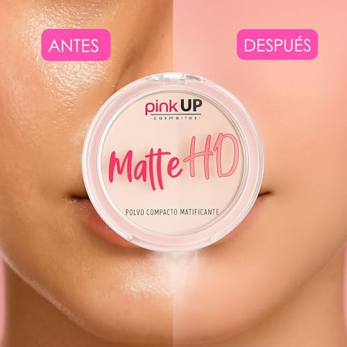 Pink Up | Matte HD |Compact Powder | Long-lasting matte finish | Controls shine on oily areas | Makeup | Setting powder | Lightweight translucent pressed powder | For combination skin | Model PKHD