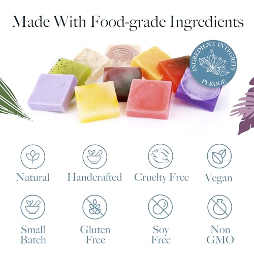 Saavy Naturals Hydrating & Purifying Mini Soap ? Plant-Based, Nourishing & Moisturizing Bar Soap Gift Set for Men & Women ? Mini Square Shaped Artisan Bar Soaps, 10 pack