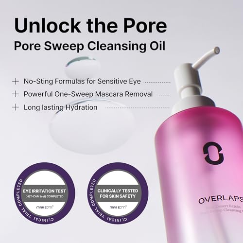 OVERLAPS Ectoin Cleansing Oil | Oil Cleanser for Face & Makeup Remover | Blackhead & Sebum Care | Double Cleansing Korean Skincare for Oily, Sensitive & Acne-Prone Skin, 6.76 fl. oz (200ml)