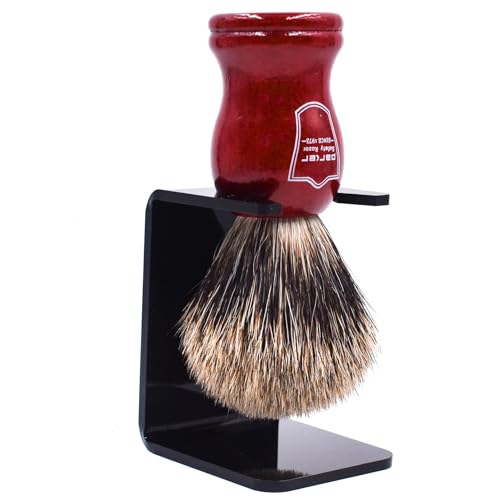 Parker Premium Handmade ¡°Long?Loft¡± 3?Band Pure Badger Shaving Brush with Rosewood Handle & Stand ? Dense 22?mm Knot for Luxurious Lathering