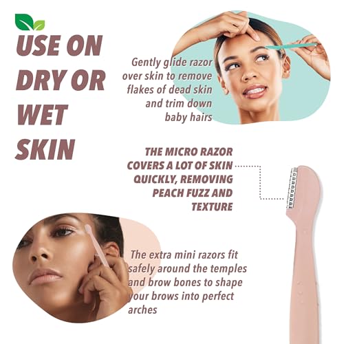 Earth & I 12 Count Dermaplaner Razor for Face 2 Sizes, Ladies Face Shaver for Peach Fuzz, Micro Blade Facial Razors for Women, Brow Shaper, Derma Blade, Dermabrasion, Facial Tools for Estheticians