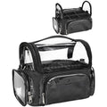 Makeup Brush Bag, Clear Makeup Brush Holder Professional Makeup Artist Travel Case Waterproof Cosmetic Organizer Bag, Full Open Easy to Access, with Adjustable Shoulder Strap and Dividers