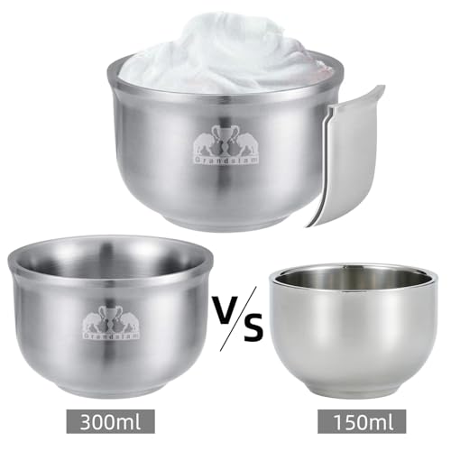 Grandslam Shaving Soap Bowl, 304 Heavy Duty Stainless Steel Shaving Lather Bowl for Men, Double Layer Heat Preservation, Create Rich Shaving Cream and Keep Your Lather Warm