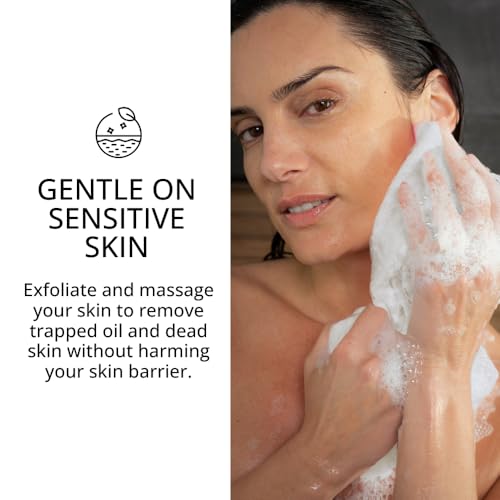 Sima - Bundle - Exfoliating Body Towel White + Japanese Exfoliating Face Towel with Hexagon Fibers, Body Scrubber with 2 Sides for Scrubbing & Washing
