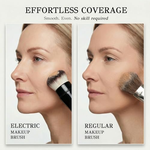 360¡Æ Rotating Makeup Brush with 2 Replaceable Brush Heads, 2 Adjustable Speeds, Fast and Smart Electric Makeup Application, Time-Saving, Valentines Day Gifts