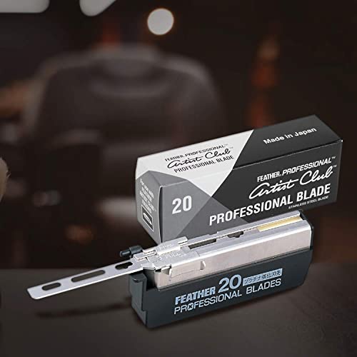 Feather Artist Club Pro Super Single Edge Razor Blades For Men - Barber Accessories for Thick, Coarse Beard Hair - Fits All Artist Club Straight Razor Handles (5 Pack of 20)