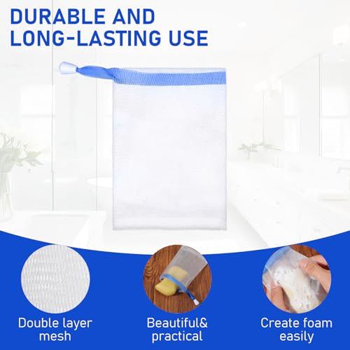 240 Pcs Soap Bag Bubble Mesh Bags Exfoliating Soap Pouch with Drawstring for Foaming Drying Easy Bubble Store