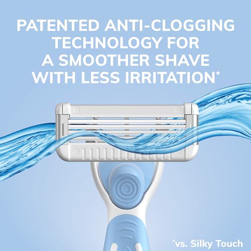 BIC EasyRinse Sensitive Anti-Clogging, Refillable Women's Razors With 4 Blades, 1 Handle and 9 Refill Razor Cartridges Razor Kit