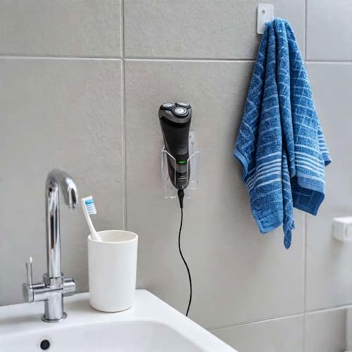 Electric Shaver Wall Stand for Bathroom, Acrylic barber Razor Holder ? Easy-to-Install Organizer for Men¡¯s/Women¡¯s Electric Shavers (Clear)