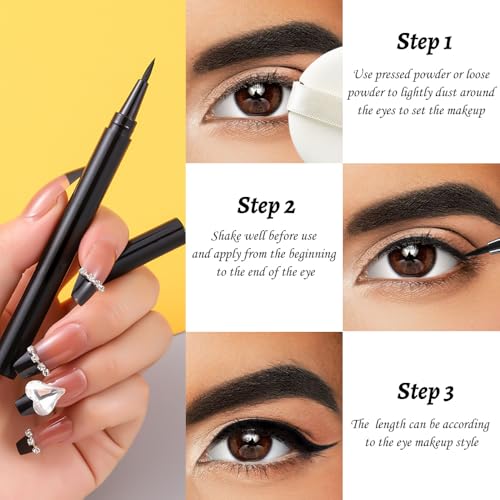 Liquid Eyeliner Set£¬12 Pack Matte Black Eye Liner Pen£¬Eye Ink Liner with Ultra-Fine Tip Makeup£¬Quick-Dry Eyeliner Pack£¬Glides on Smoothly£¬Smudge-Proof£¬Easy to Apply£¬Vegan Formula
