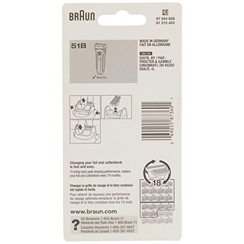Braun Series 5 Old Generation Electric Shaver Replacement Head - 51B - Compatible with Waterflex Electric Razor WF2s