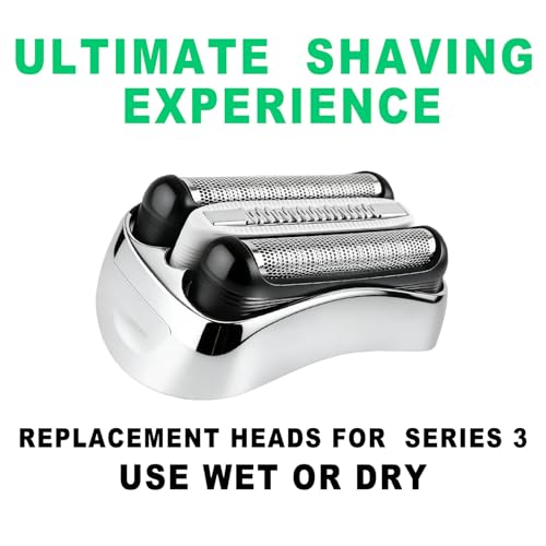 32S 2PC Series 3 Braun Electric Shaver Replacement Head compatible with Br-aun Series 3 Foil Shaver Replacement Heads S3 3040s 3080s-4 370cc 3070cc 3000s 3010, 3090cc Etc