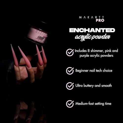 MakarttPro Acrylic Powder -The Enchanted Collection- 56g/2oz, Set of 8 Colors for Nail Extension | Professional Acrylic Nail Cover Powder for Private Nail Technicians, 8 x 56g Combo Pack
