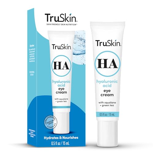 TruSkin Eye Cream for a Hydrated, Brighter-Looking Eye Area - Improve Appearance of Dark Circles & Puffiness - Hyaluronic Acid, Squalane, Green Tea - Under Eye Cream for Women, 0.5 fl oz