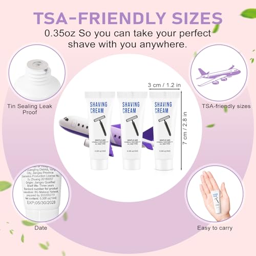 100 Shaving Cream Bulk Travel 10ml/0.35fl oz,Disposable Shaving Cream in Bulk Travel Shave Cream for Hotel Homeless,Verbena