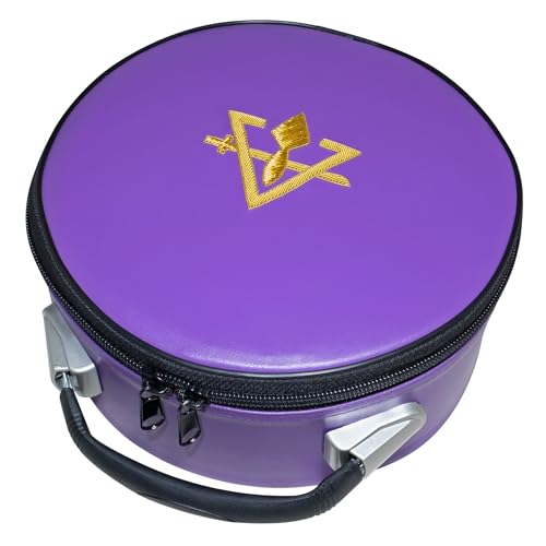 Masonic Cryptic Masons Royal & Select Crown Cap Case Purple Embroidered (R&SM Emblem) - Freemason Hat Carrying box