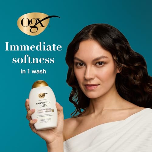 OGX Nourishing + Coconut Milk Conditioner, Hydrating & Restoring Conditioner Moisturizes for Soft Hair After the First Use, Parabens-Free, Sulfate-Free Surfactants, 13 fl. Oz